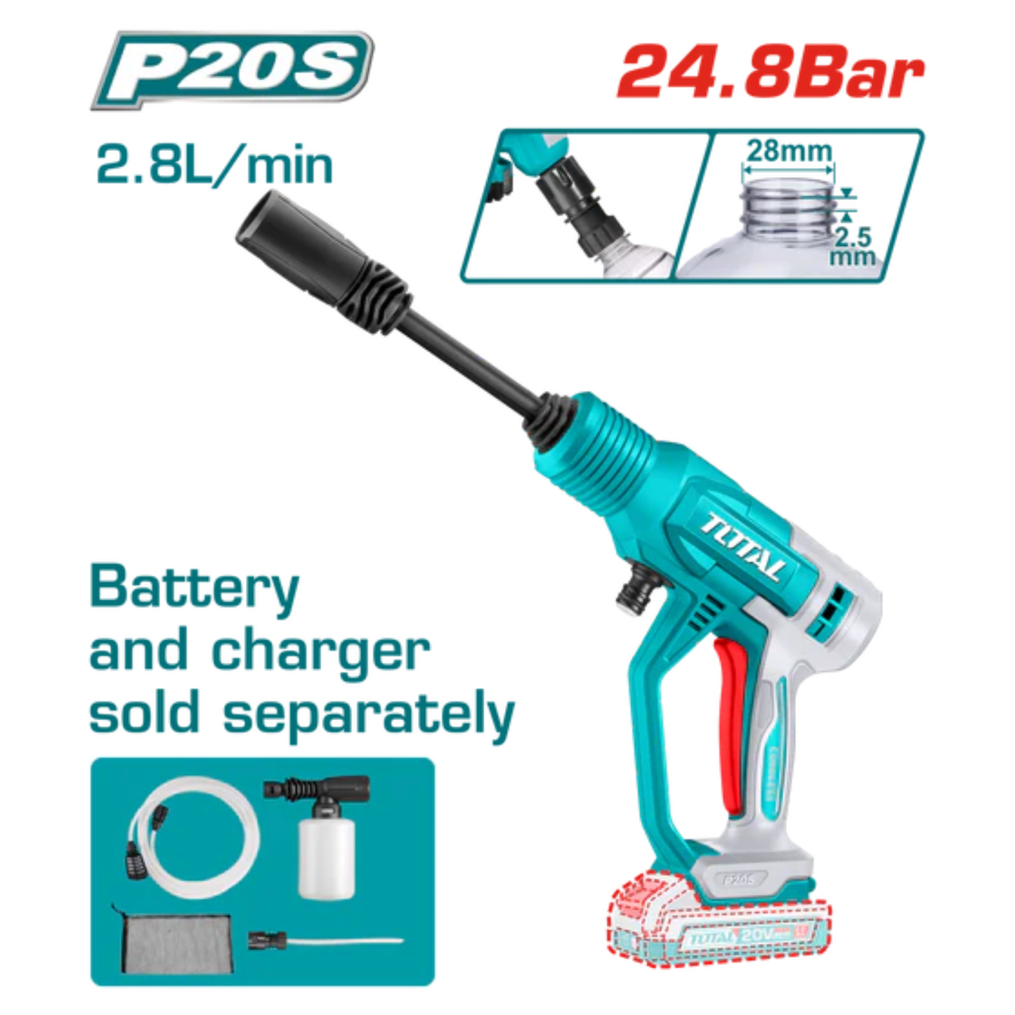 Cordless pressure washer TPWLI2036