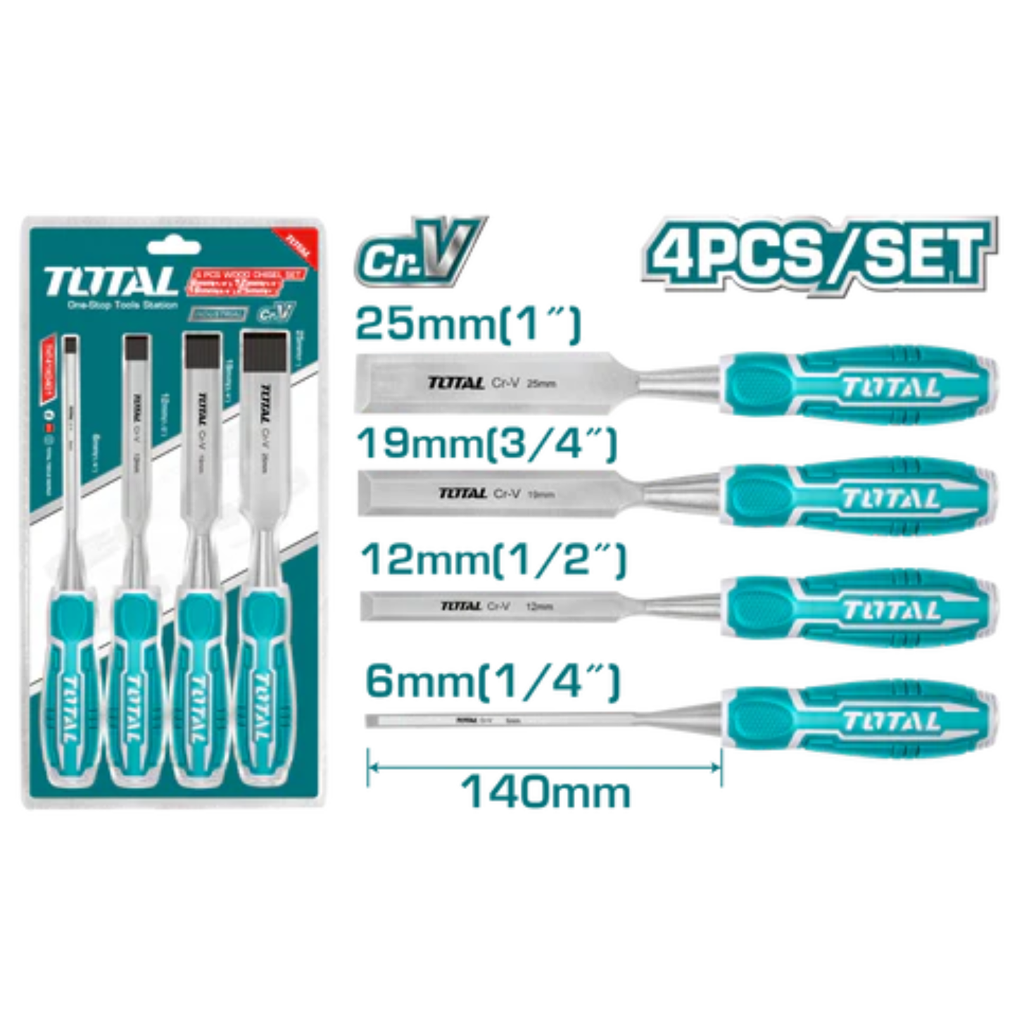 4 Pcs Wood Chisel Set THT41K0401