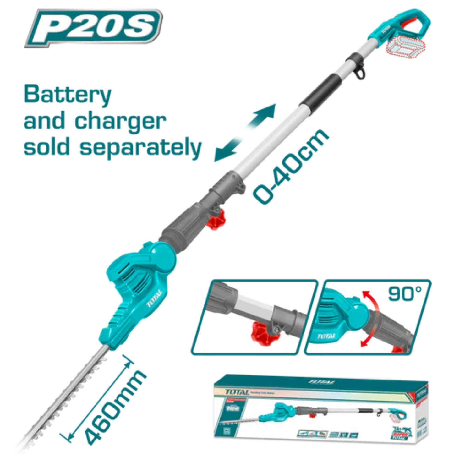 Lithium-Ion pole hedge trimmer 20V 2.4m TPHT201601
