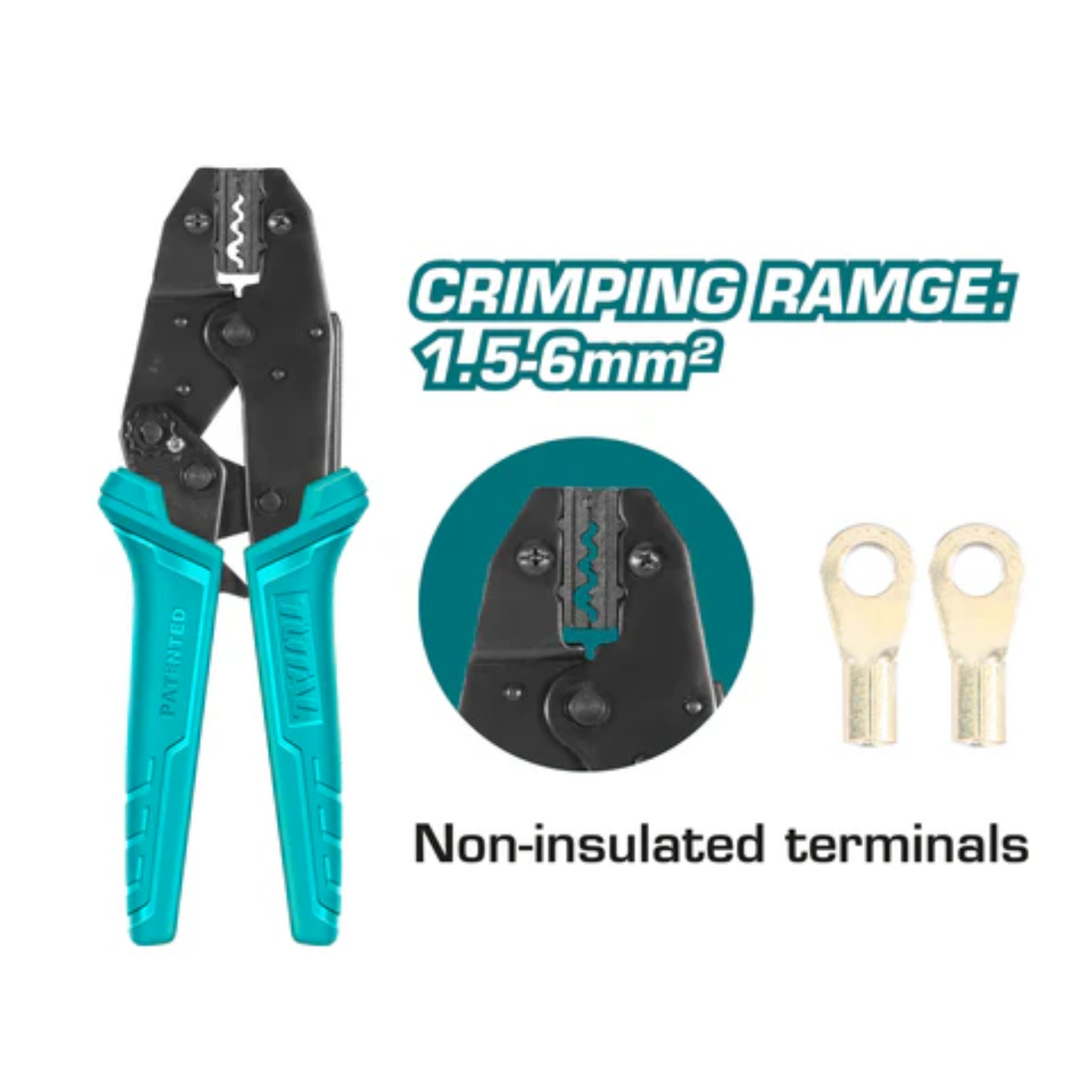 Uninsulated Ratchet Crimping Plier 1.5-6mm2 THCPL1506