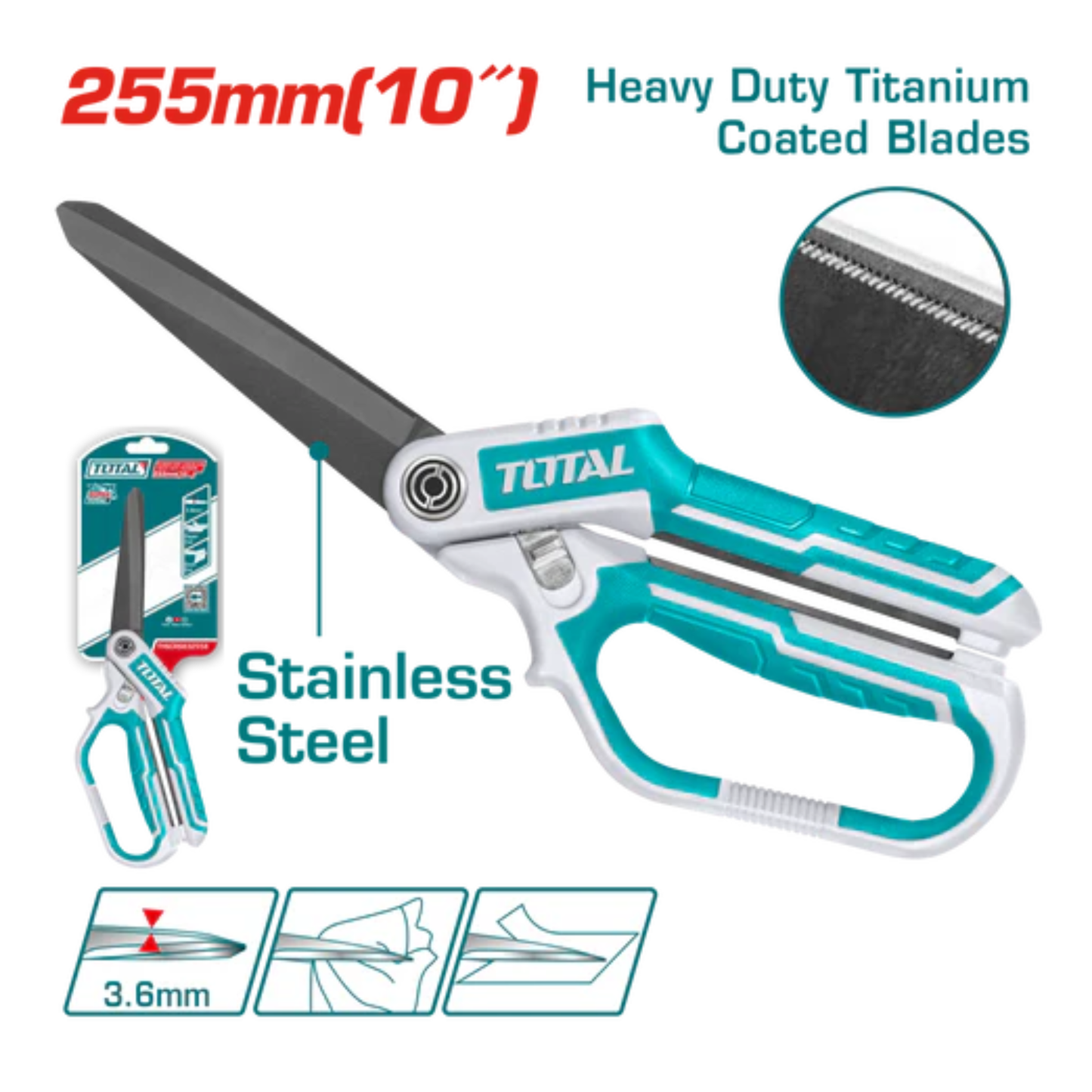 Rubber grip long-blade heavy duty scissors THSCRS832558