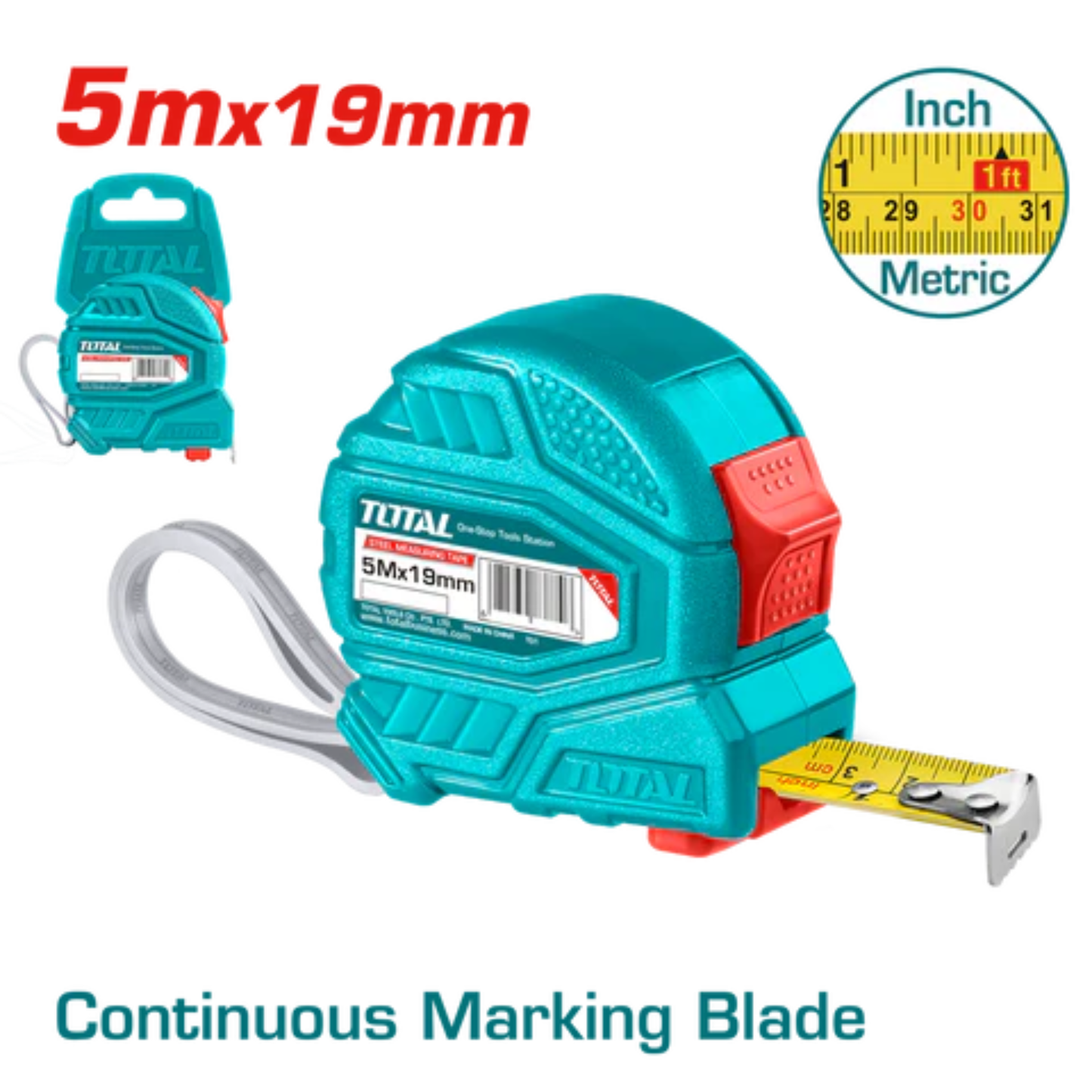 Steel measuring tape 5mx19mm (TMT126351)