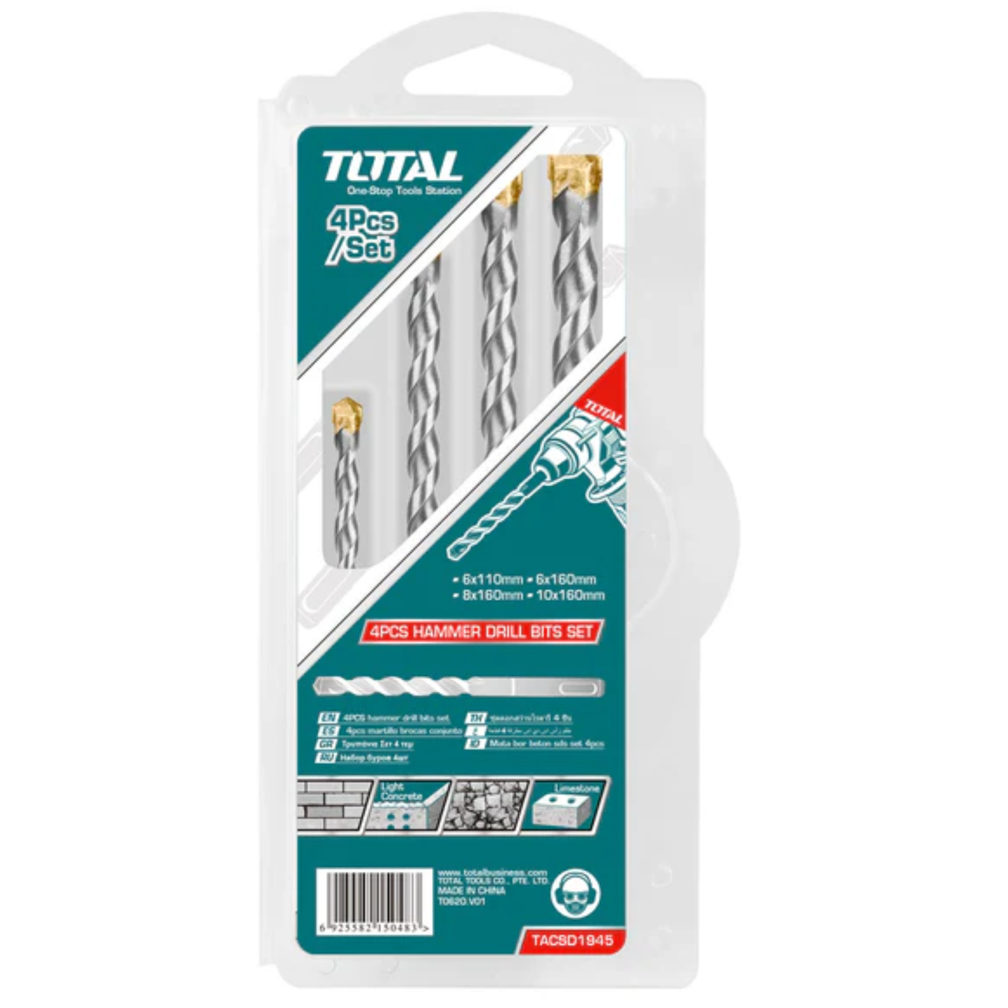 4PCS Hammer Drill Bit Set TACSD1945
