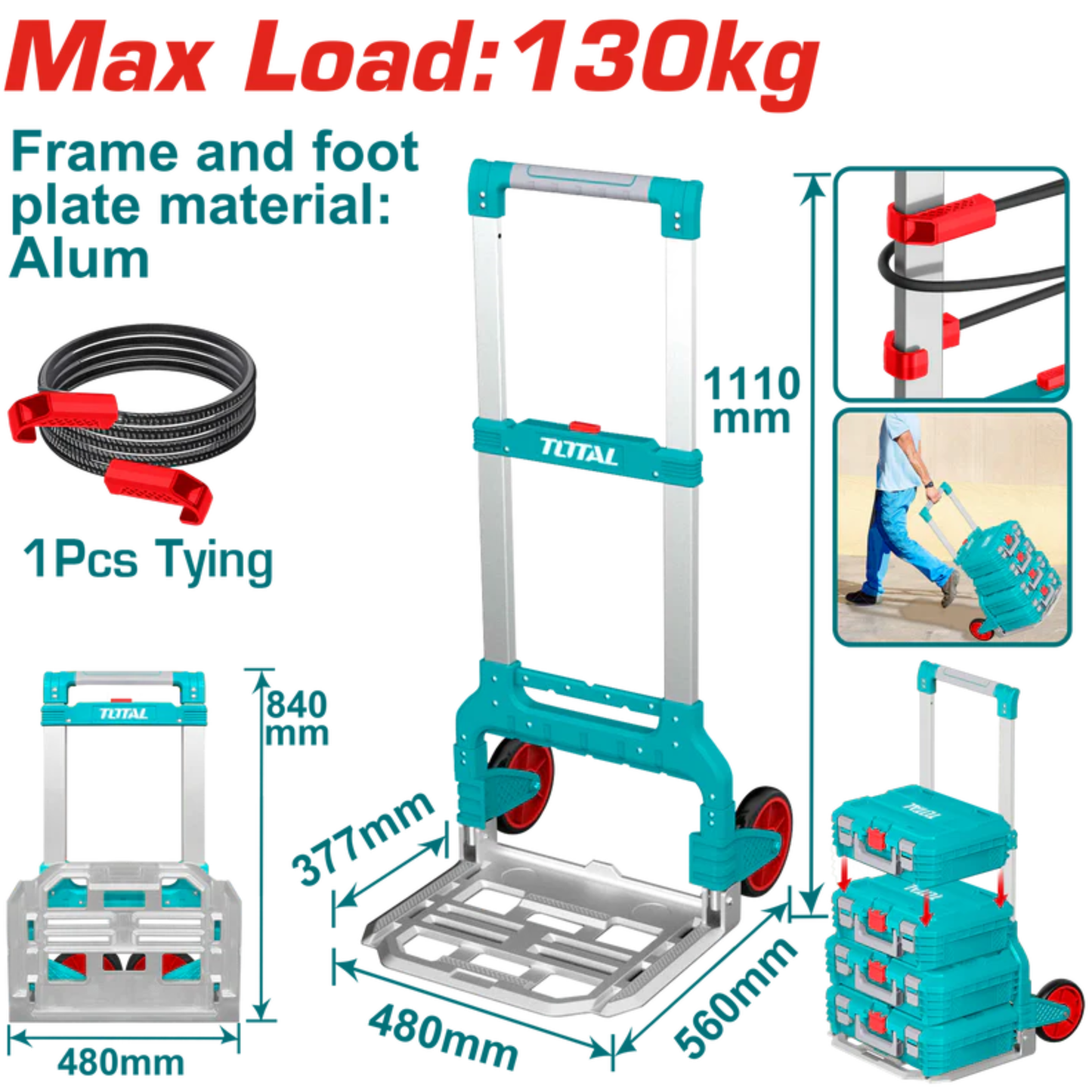 Foldable hand trolley THWB61201