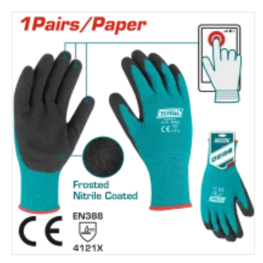 Nitrile frosted coated gloves TSPTG01