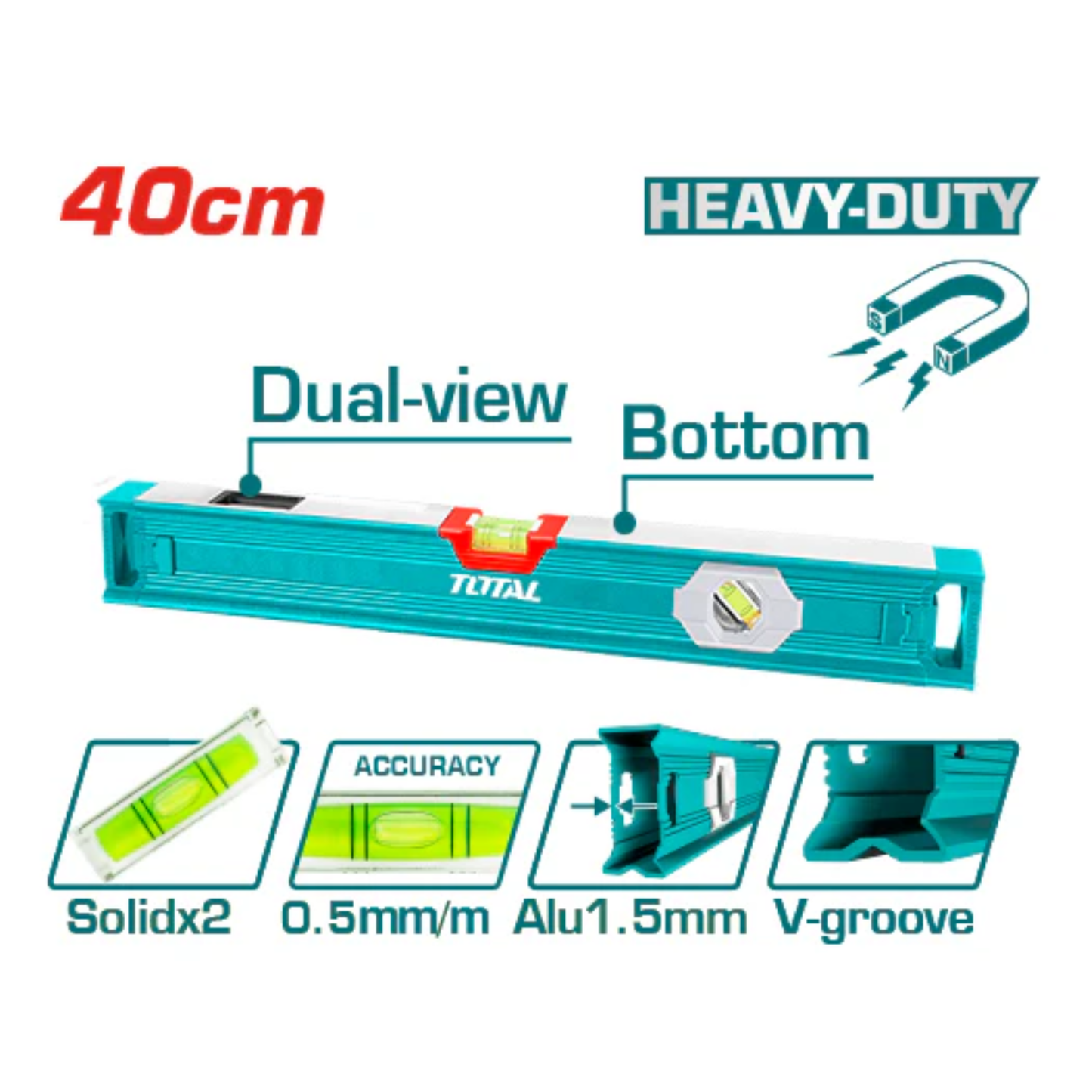 Spirit level with powerful magnets TMT24056
