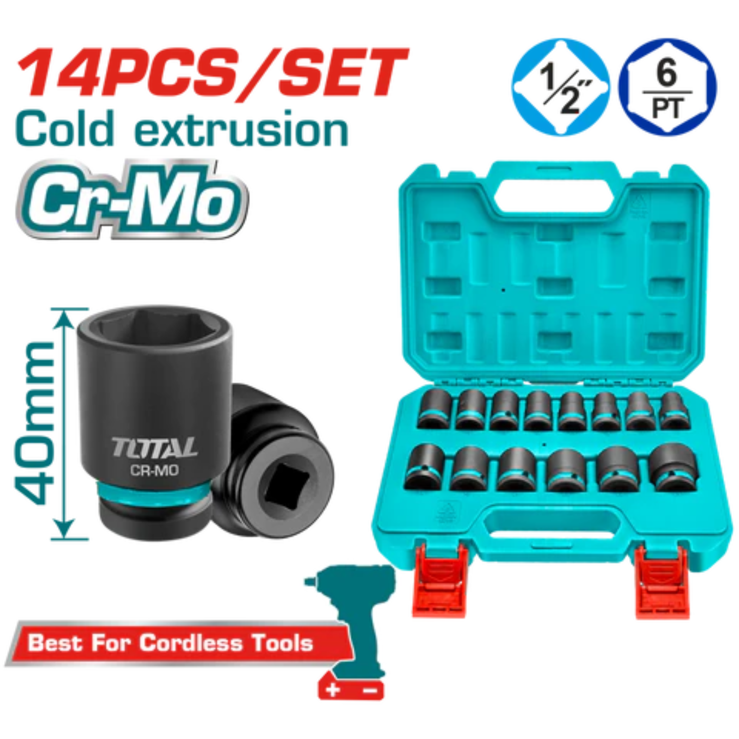 14 Pcs 1/2"DR. Impact socket set THISTD12141