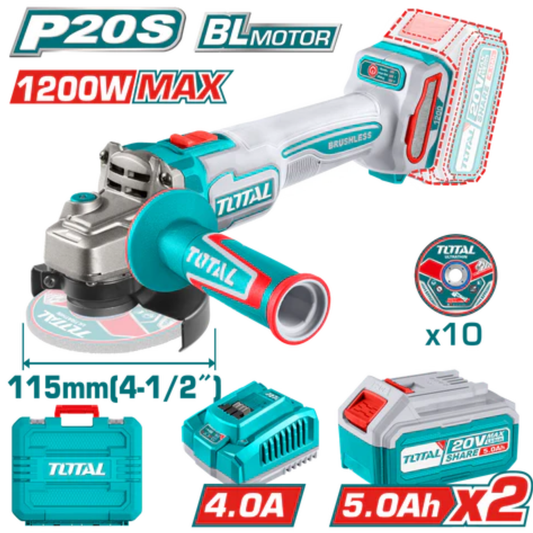 115mm Cordless Angle Grinder SET, 2x5ah Battery TAGLI2211532