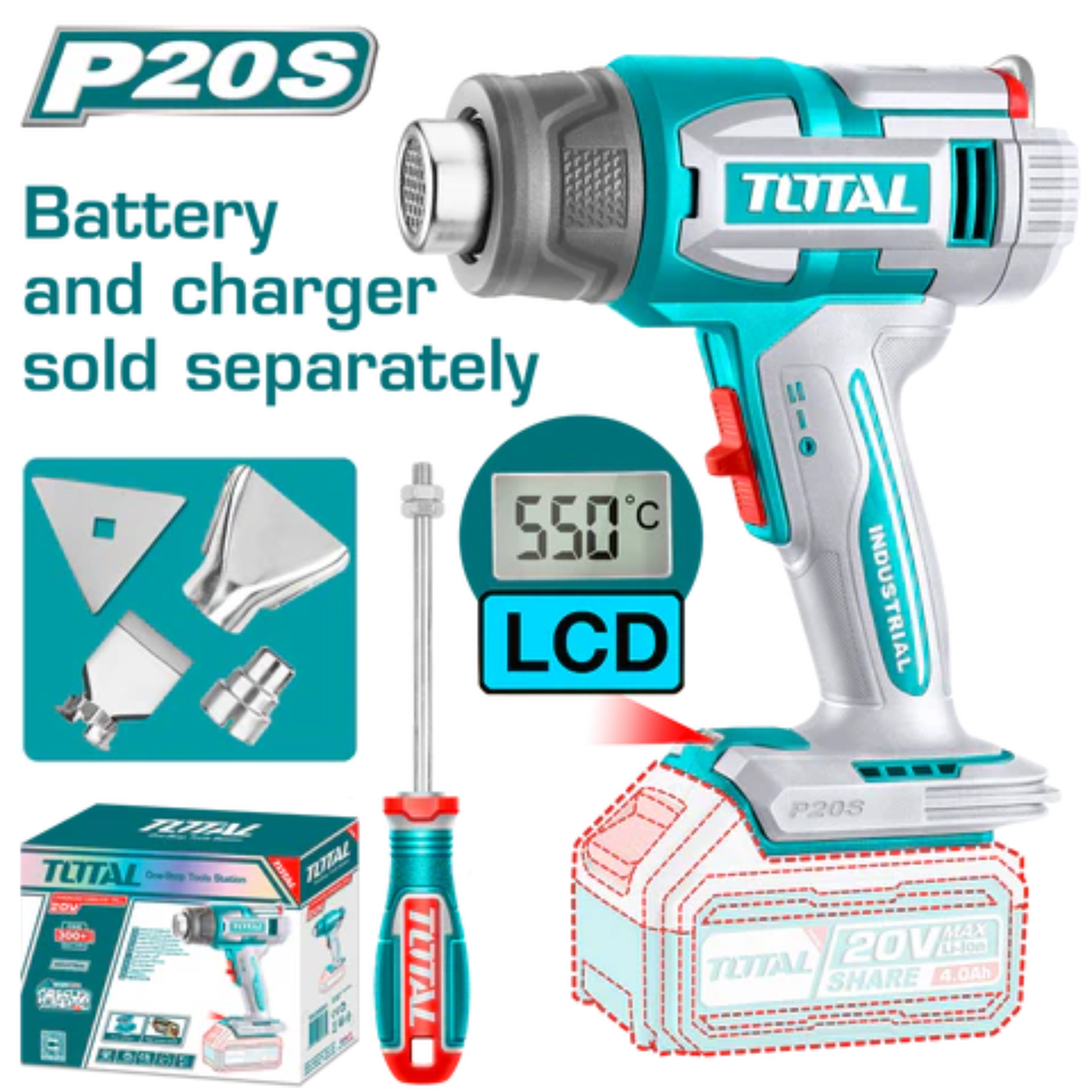 Cordless heat gun digital control 20V 30-550℃ TBLI2003