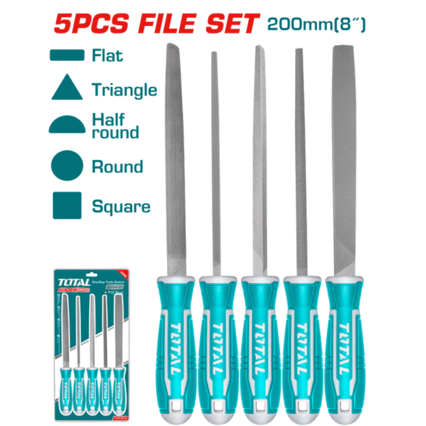 5 Pcs steel file set 200mm THT918516