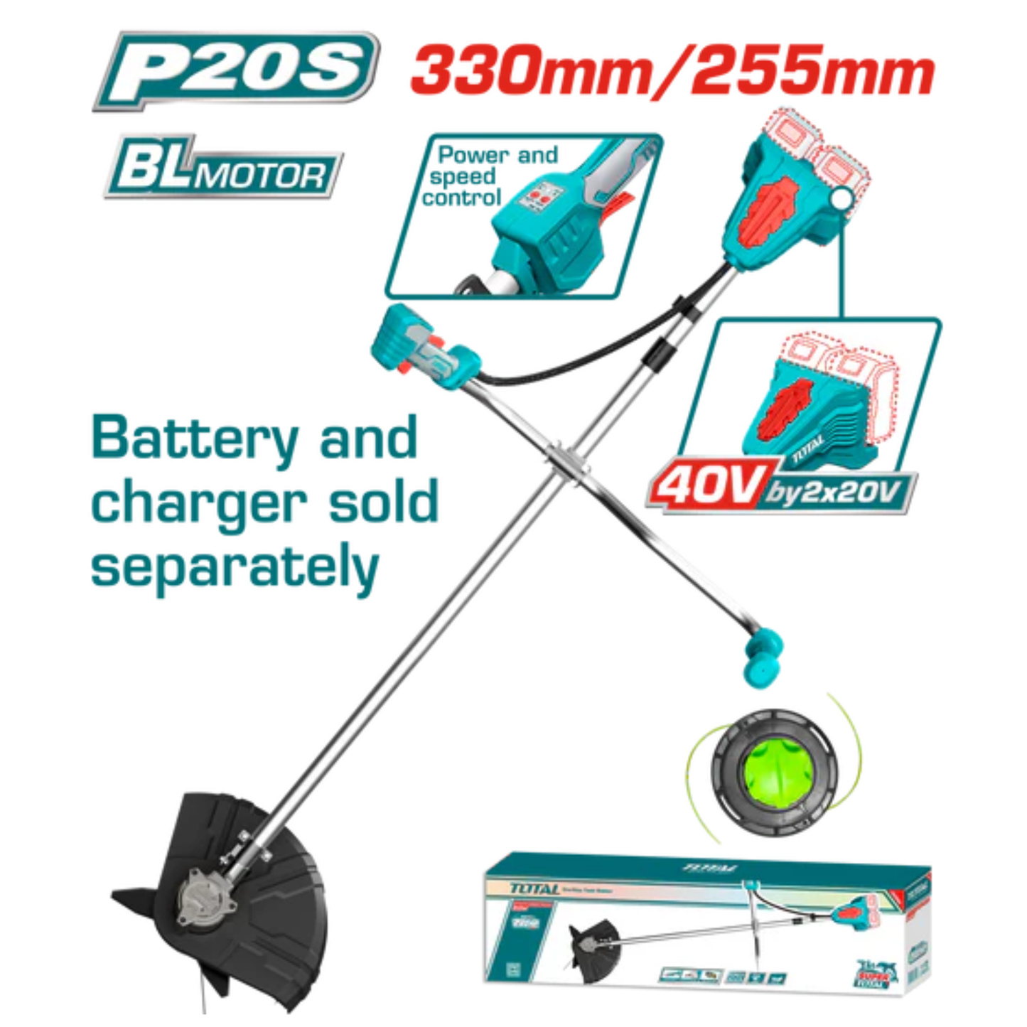Cordless string trimmer and brush cutter 40V TSTLI20018