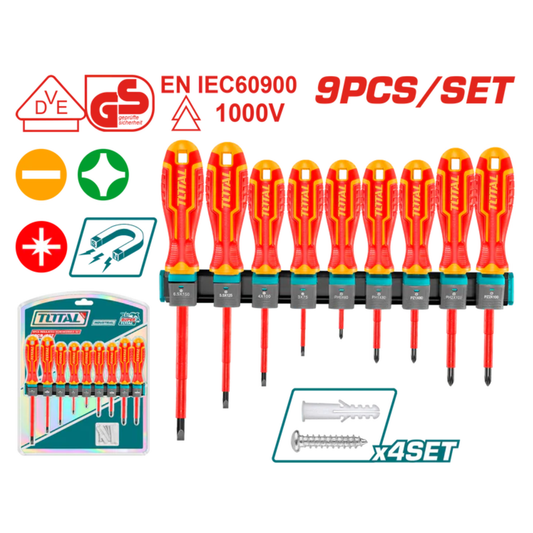 9 Pcs insulated screwdriver set 1000V VDE THTIS596