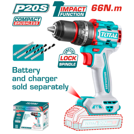 Compact Brushless Cordless Impact Drill 66N.m Bare Unit TIDLI206681