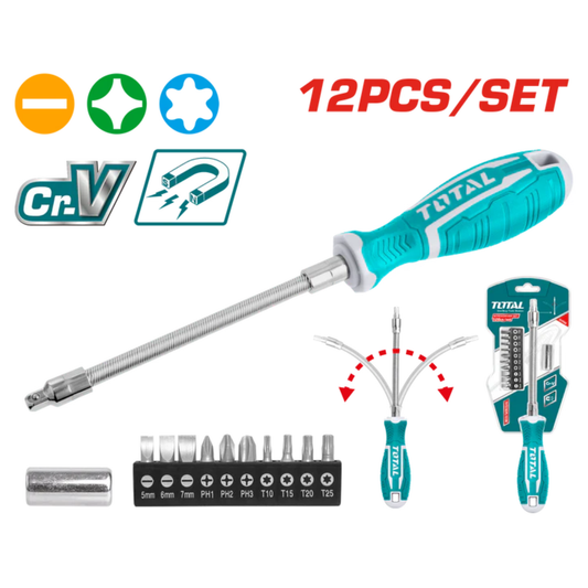 12 Pcs Flexible Shaft Screwdriver Set THT250FL1206