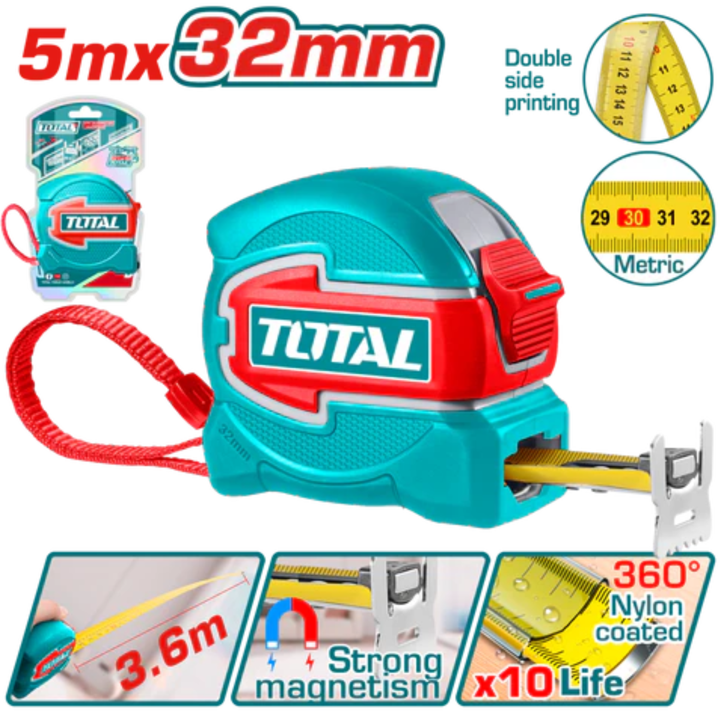 Steel measuring tape 5m x 32mm TMT80532M