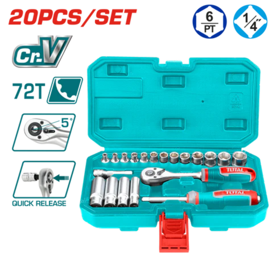 20 Pcs 1/4" socket set THT141201