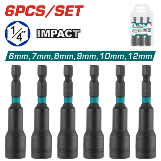 6 Pcs impact magnetic nut set (6mm,7mm,8mm,9mm,10mm,12mm)