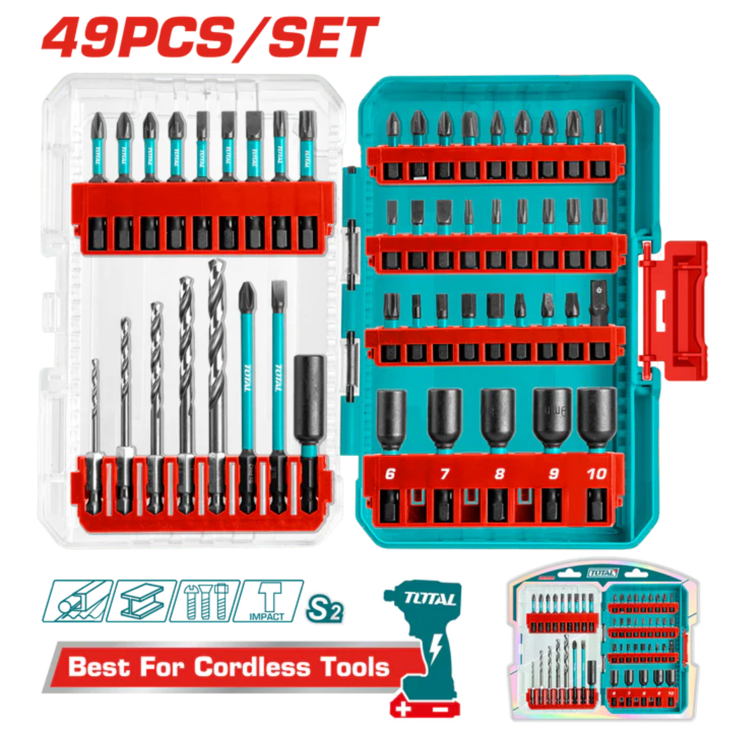 49 Pcs impact screwdriver bits set TACSDL24906