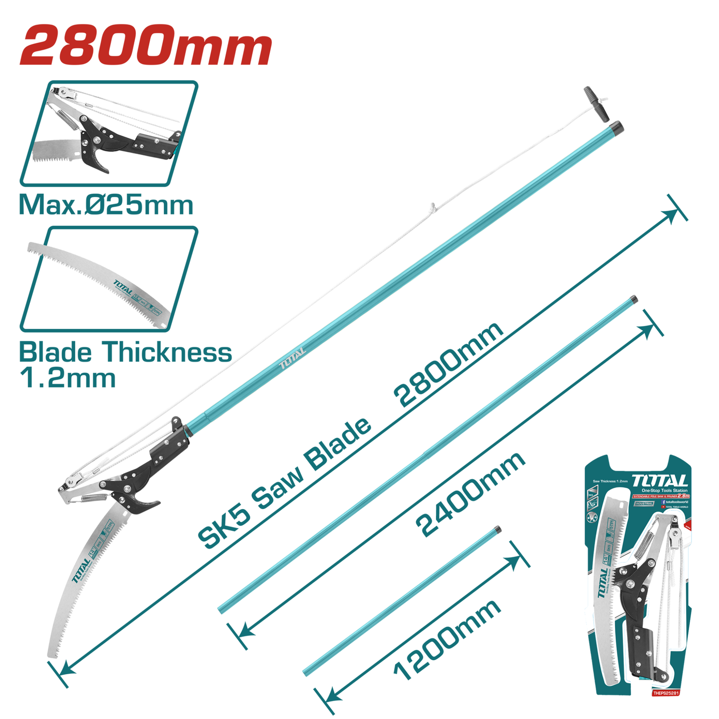 Extendable Pole Saw & Pruner THEPS25281